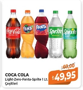 Coca Cola Light-Zero-Fanta-Sprite 1 Lt. Çeşitleri