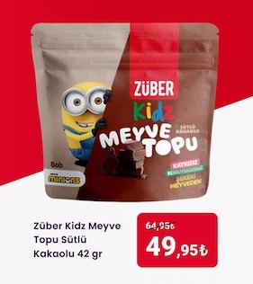 Züber Kidz Meyve Topu Sütlü Kakaolu 42 Gr