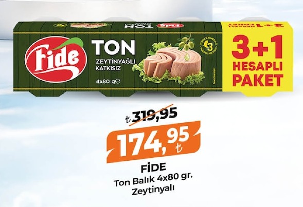 Fide Ton Zeytinyağlı Katkısız 4X80 Gr.