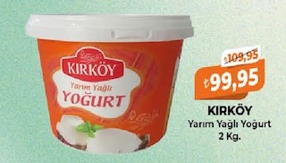 Kirkoy Yogurt Yarim Yagli Yogurt 2Kg