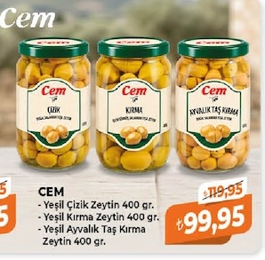 Cem Yeşil Çizik Zeytin 400 G
