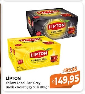 Lipton Yellow Label Earl Grey Bardak Poşet Çay 50'Li 100 Gr.