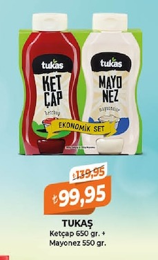 Tukaş Ketçap 650 Gr. + Mayonez 550 Gr.