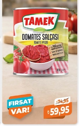 Tamek Domates Salçası 830G