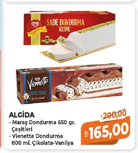 Algida Maraş Dondurma 650 Gr. Çeşitleri - Viennetta Dondurma 800 Ml. Çikolata-Vanilya