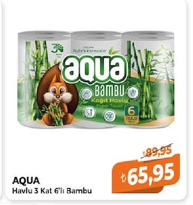 Aqua Havlu 3 Kat 6'Lı Bambu