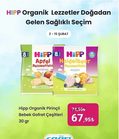 Hipp Organik Pirinçli Bebek Gofret Çeşitleri 30 Gr