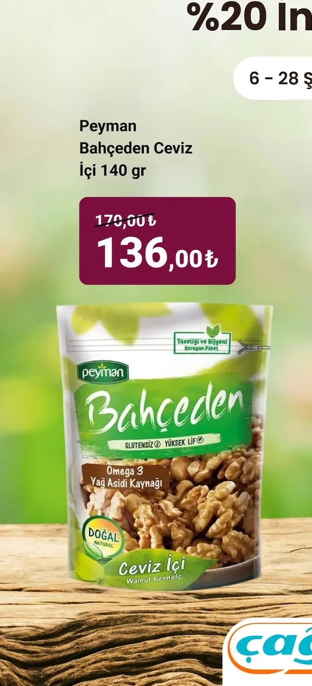 Peyman Bahçeden Ceviz İçi 140 Gr