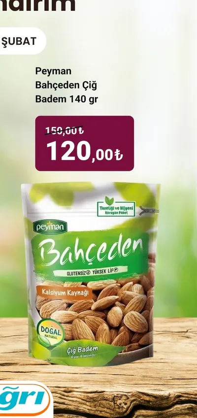 Peyman Bahçeden Çiğ Badem 140 Gr