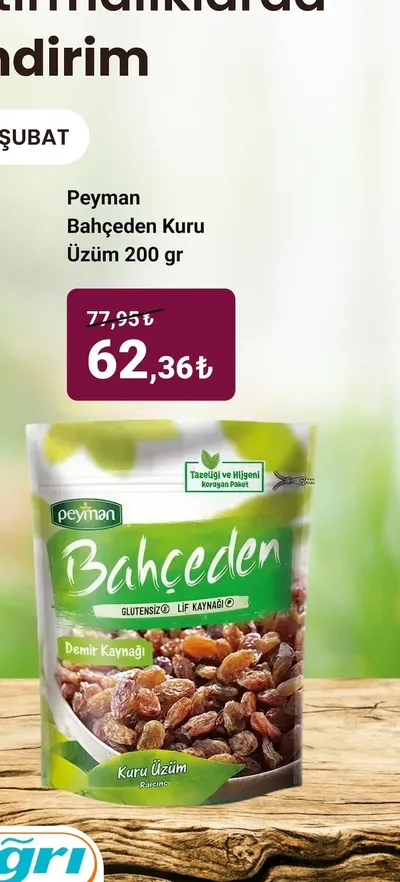 Peyman Bahçeden Kuru Üzüm 200 Gr
