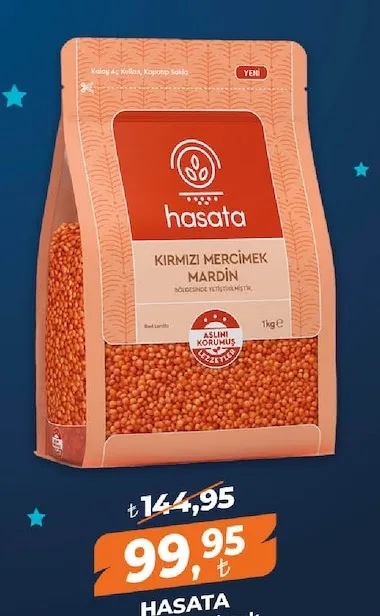 Hasata Kırmızı Mercimek Mardin 1 Kg