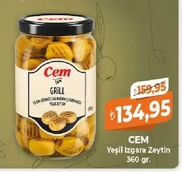 Cem Yeşil Izgara Zeytin 360 Gr.