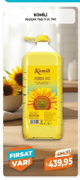 Komi̇Li̇ Ayçiçek Yağı 5 Lt. Pet