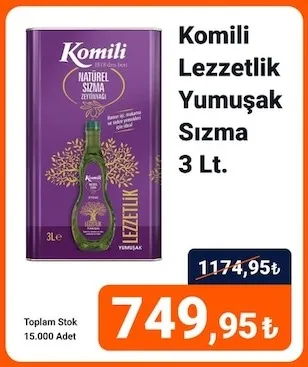 Komili Lezzetlik Yumuşak Sızma 3 Lt.