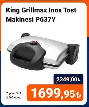 King Grillmax Inox Tost Makinesi P637Y