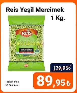 Reis Yeşil Mercimek 1 Kg.