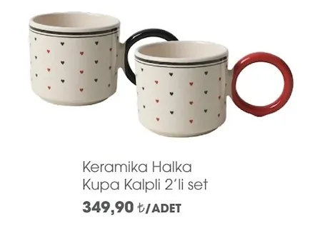 Keramika Halka Kupa Kalpli 2'Li Set