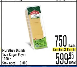 Muratbey Dilimli Taze Kaşar Peynir 1000 G