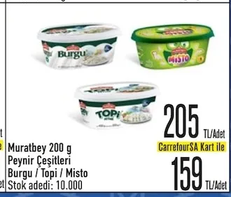 Muratbey 200 G Peynir Çeşitleri Burgu / Topi / Misto