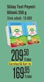 Sütaş Tost Peyniri Dilimli 350 G