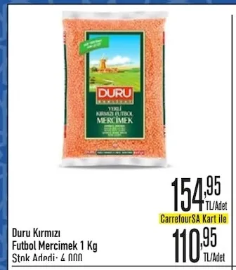 Duru Kırmızı Futbol Mercimek 1 Kg