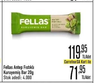 Fellas Antep Fıstıklı Kuruyemiş Bar 20G