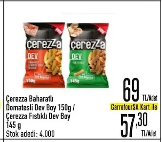 Cerezza Baharatlı Domatesli Dev Boy 150 G / Cerezza Fıstıklı Dev Boy 145 G
