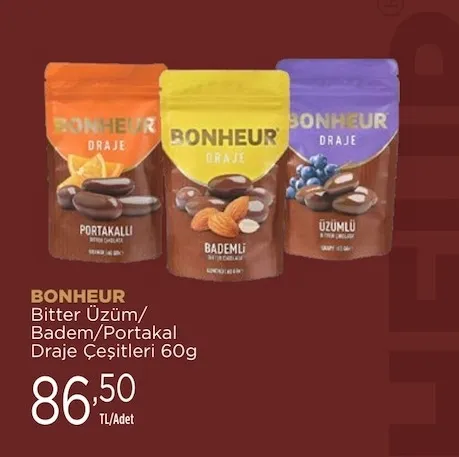 Bonheur Bitter Üzüm/Badem/Portakal Draje Çeşitleri 60G
