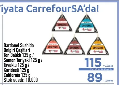 Dardanel Sushida Onigiri Çeşitleri Ton Balıklı 125 G / Somon Teriyaki 125 G / Tavuklu 125 G / Karidesli 125 G / California 125 G