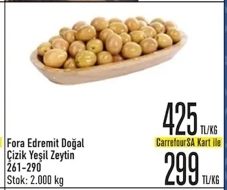 Fora Edremit Doğal Çizik Yeşil Zeytin 261-290