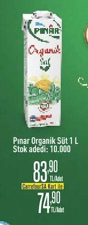 Pınar Organik Süt 1 L