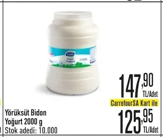 Yörüksüt Bidon Yoğurt 2000 G