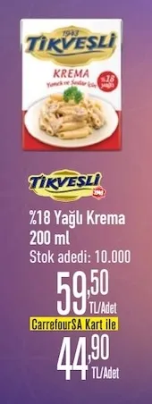 Ti̇Kveşli̇ %18 Yağlı Krema 200 Ml