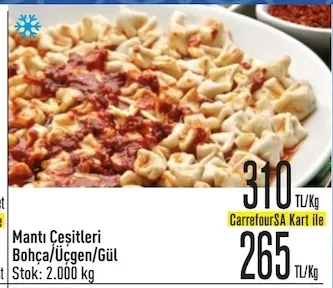 Mantı Çeşitleri Bohça/Üçgen/Gül