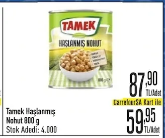 Tamek Haşlanmış Nohut 800 G