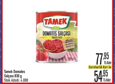Tamek Domates Salçası 830 G