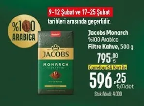 Jacobs Monarch %100 Arabica Filtre Kahve, 500 G