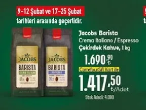 Jacobs Barista Crema Italiano / Espresso Çekirdek Kahve, 1 Kg