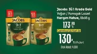 Jacobs 3Ü 1 Arada Gold Yoğun / Yumuşak Lezzet Karışım Kahve, 10X18 G