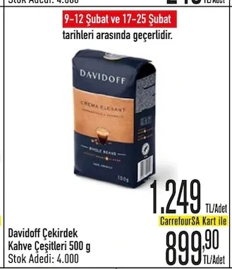 Davidoff Çekirdek Kahve Çeşitleri 500 G