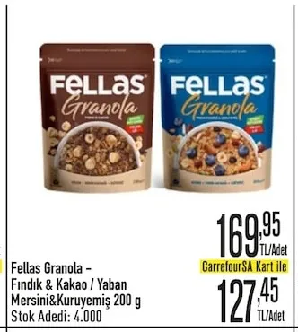 Fellas Granola - Fındık & Kakao / Yaban Mersini&Kuruyemiş 200 G
