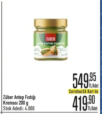 Züber Antep Fıstığı Kreması 200 G