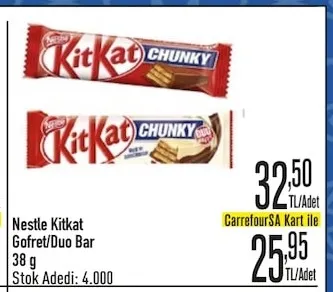 Nestle Kitkat Gofret/Duo Bar 38 G