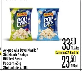 Ay-Pop Aile Boyu Klasik / Süt Mısırlı / Bahçe Bitkileri Soslu Popcorn 65 G