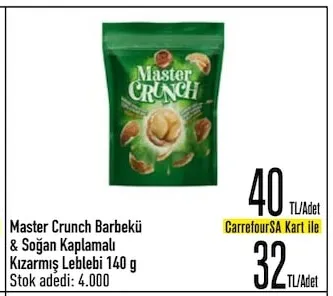 Master Crunch Barbekü & Soğan Kaplamalı Kızarmış Leblebi 140 G