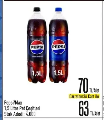 Pepsi/Max 1,5 Litre Pet Çeşitleri