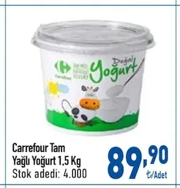 Carrefour Tam Yağlı Yoğurt 1.5 Kg