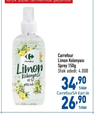 Carrefour Limon Kolonyası Sprey 150G