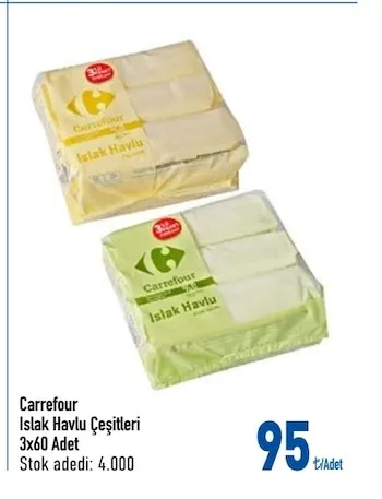 Carrefour Islak Havlu Çeşitleri 3X60 Adet