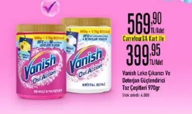Vanish Leke Çıkarıcı Ve Deterjan Güçlendirici Toz Çeşitleri 970Gr